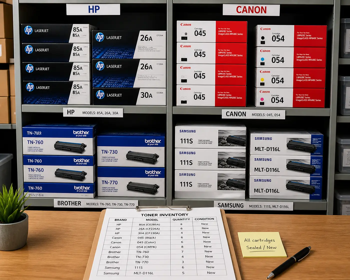 organized toner inventory for bulk resale