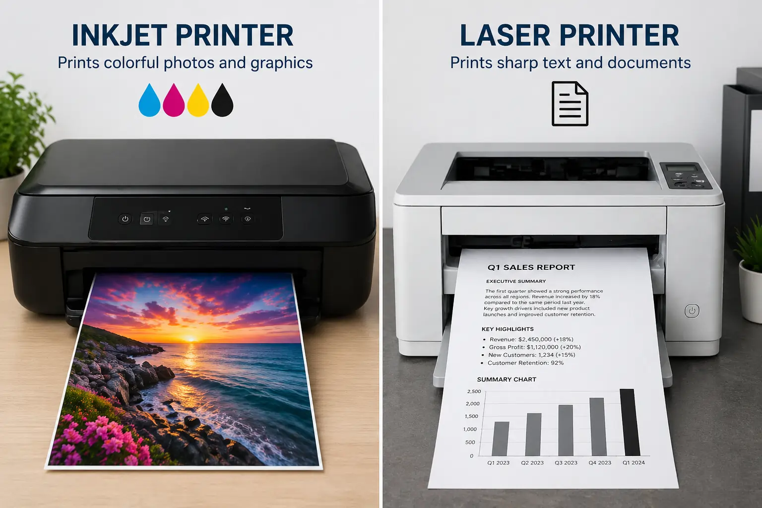 inkjet vs laser printer print quality comparison