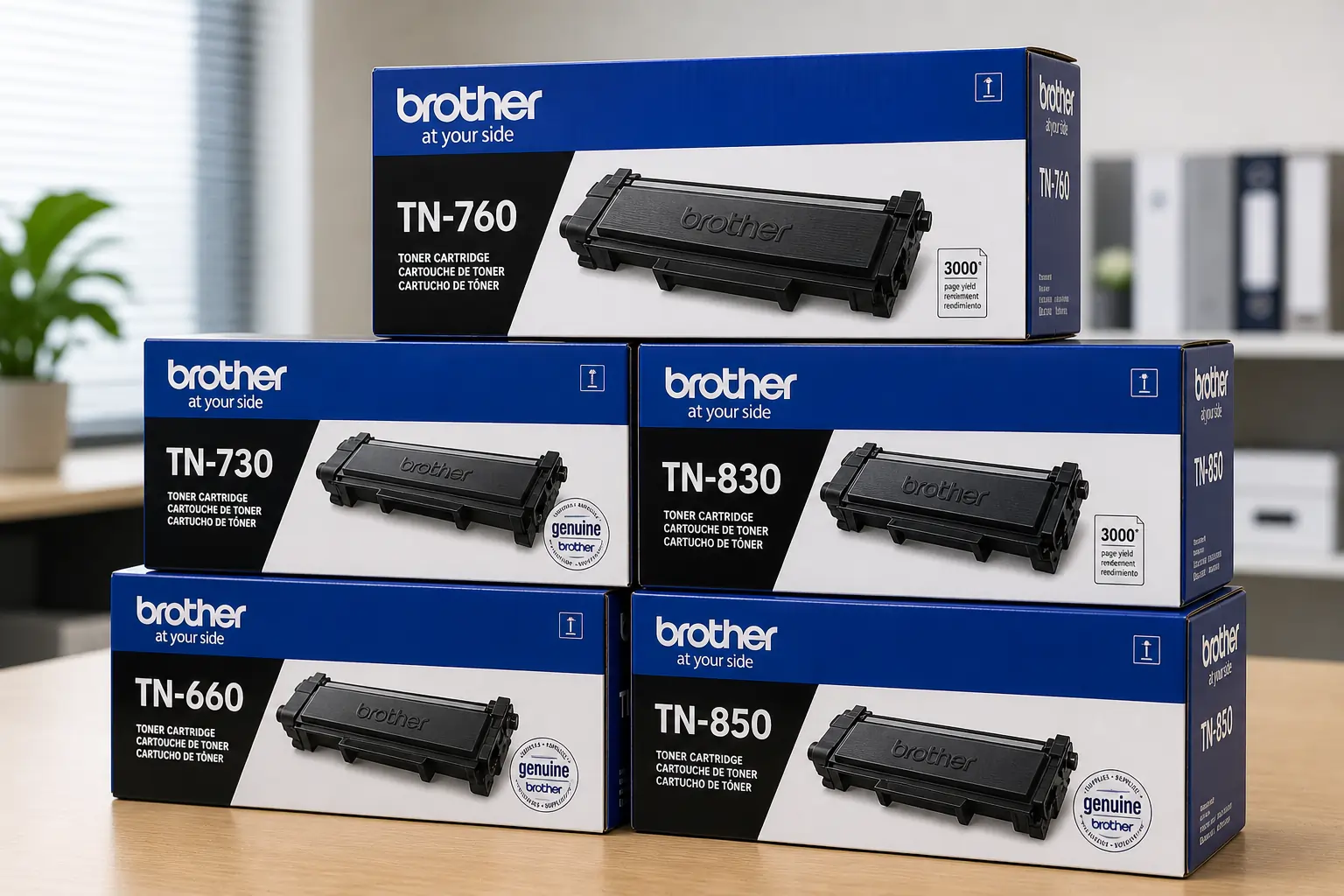 unused Brother toner cartridges ready for resale