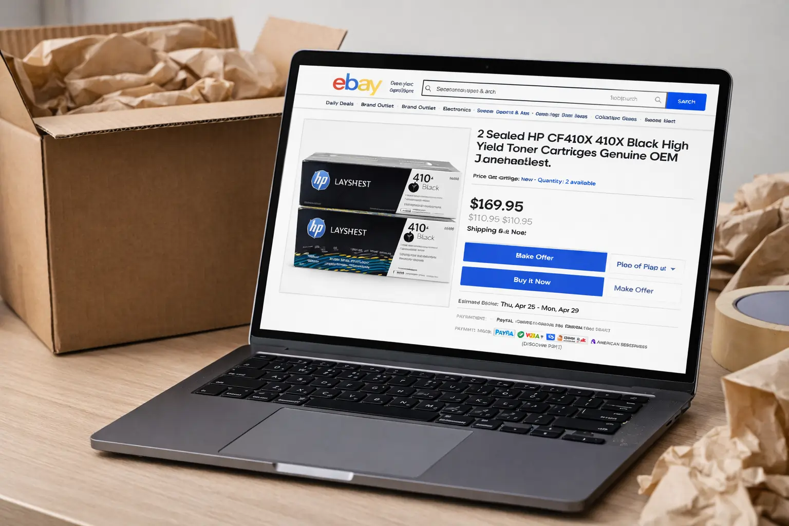 selling unopened toner cartridges on eBay