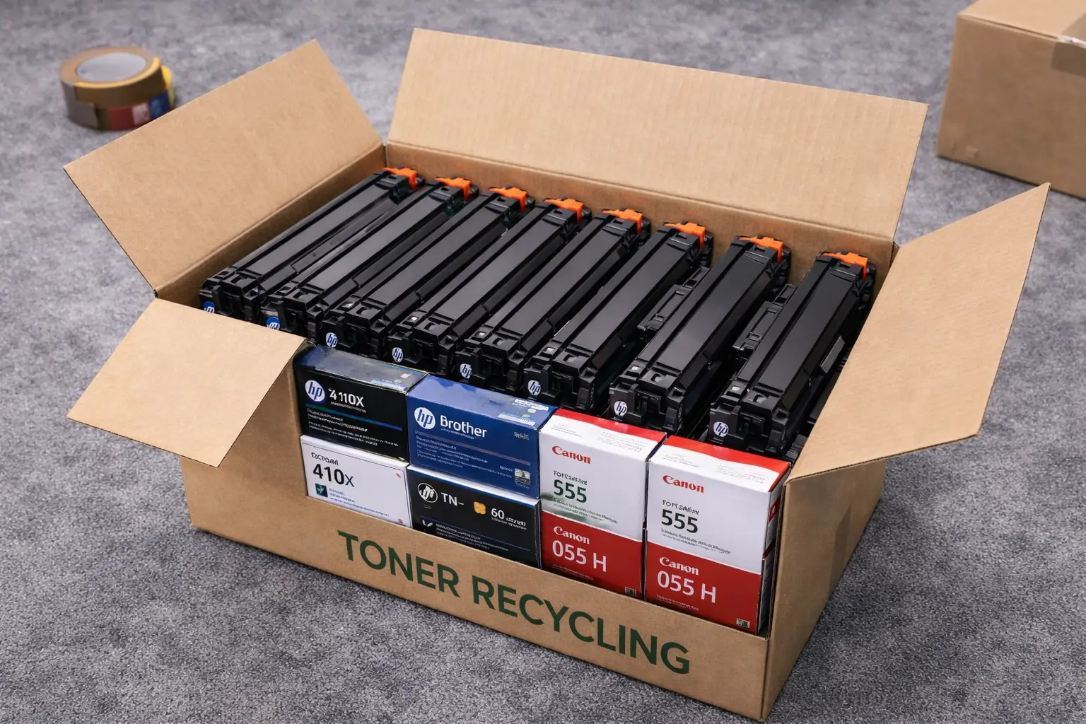 Bulk shipment of recycled toner cartridges for buyback program
