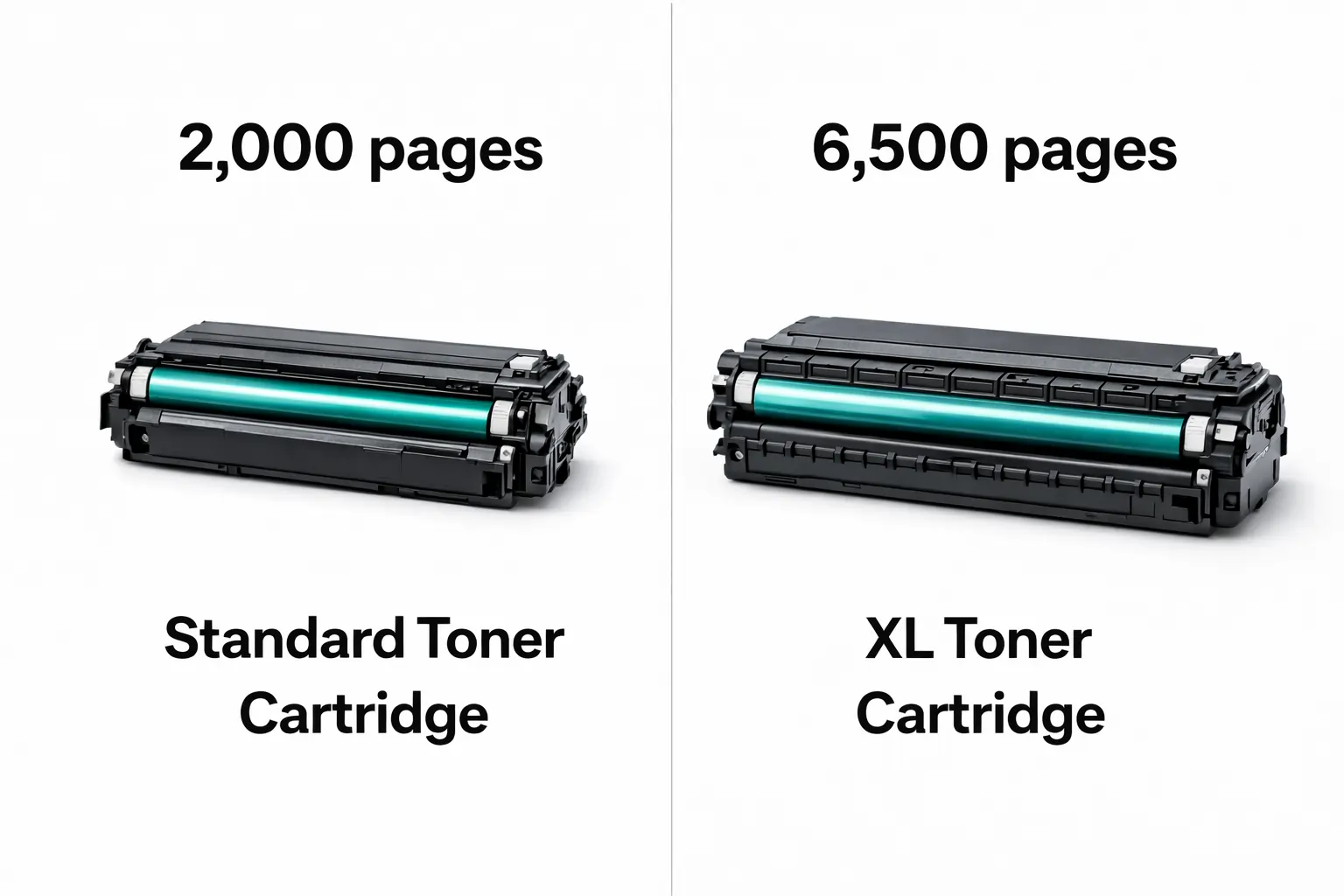 standard vs XL toner cartridge page yield comparison
