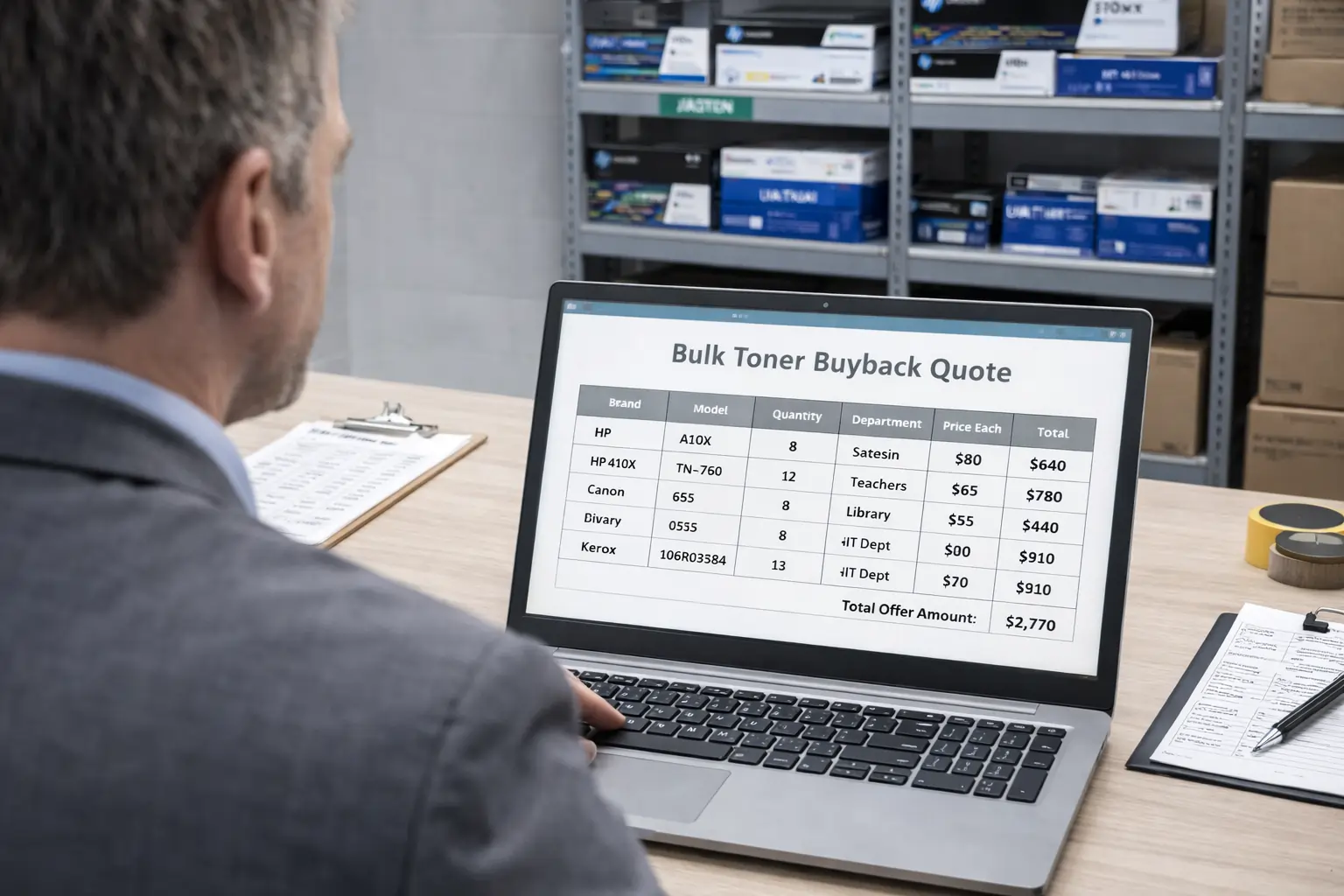 reviewing bulk business toner liquidation quote