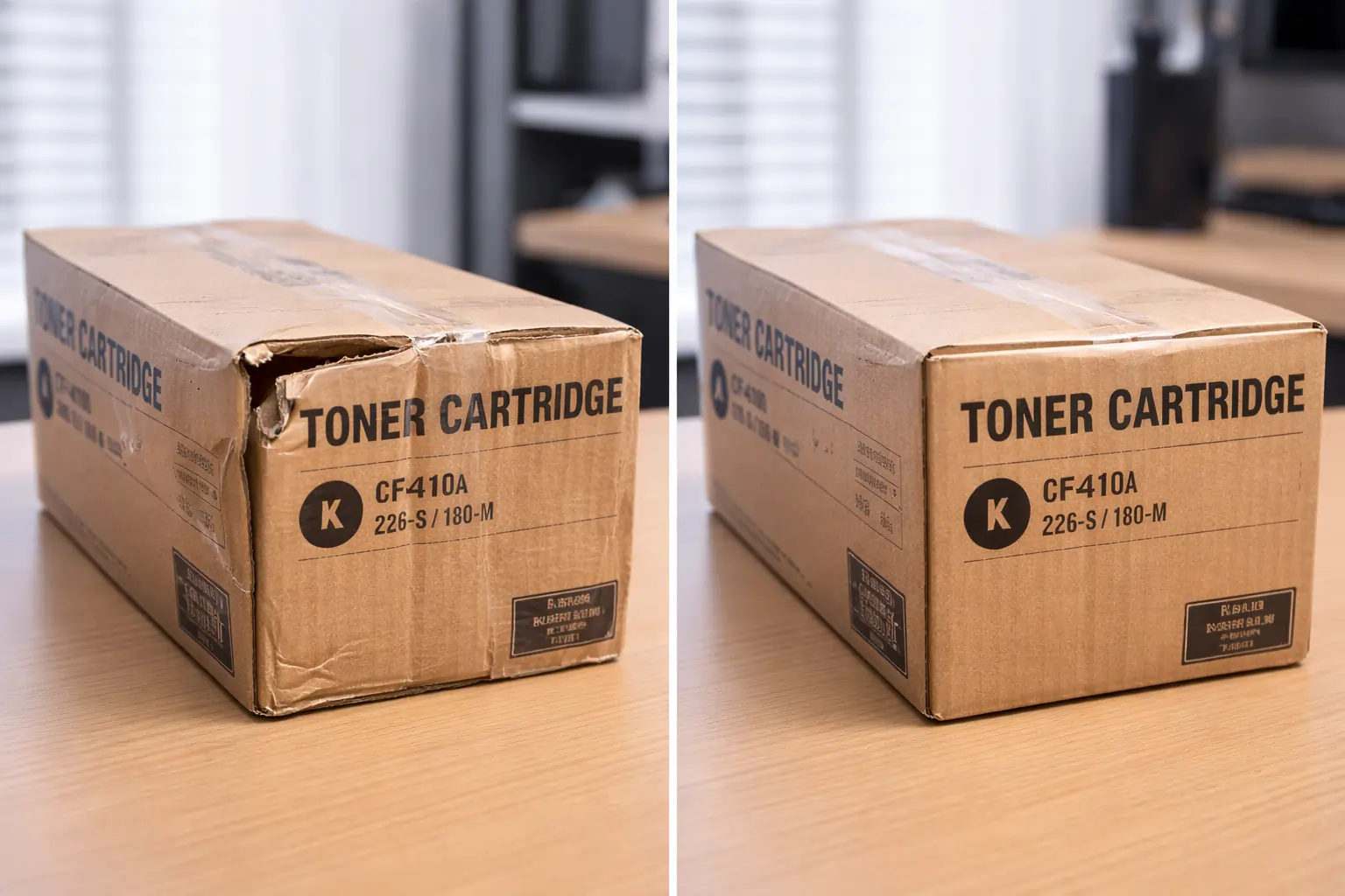 damaged toner cartridge box reducing resale value
