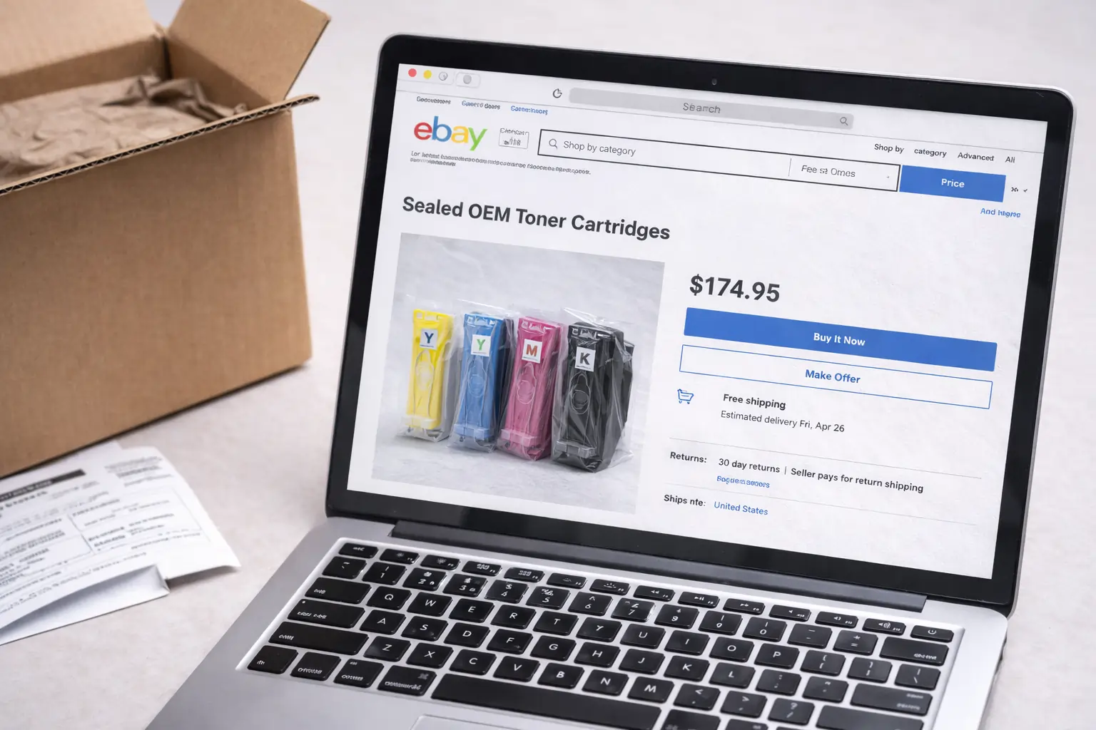 selling toner cartridges online on eBay marketplace