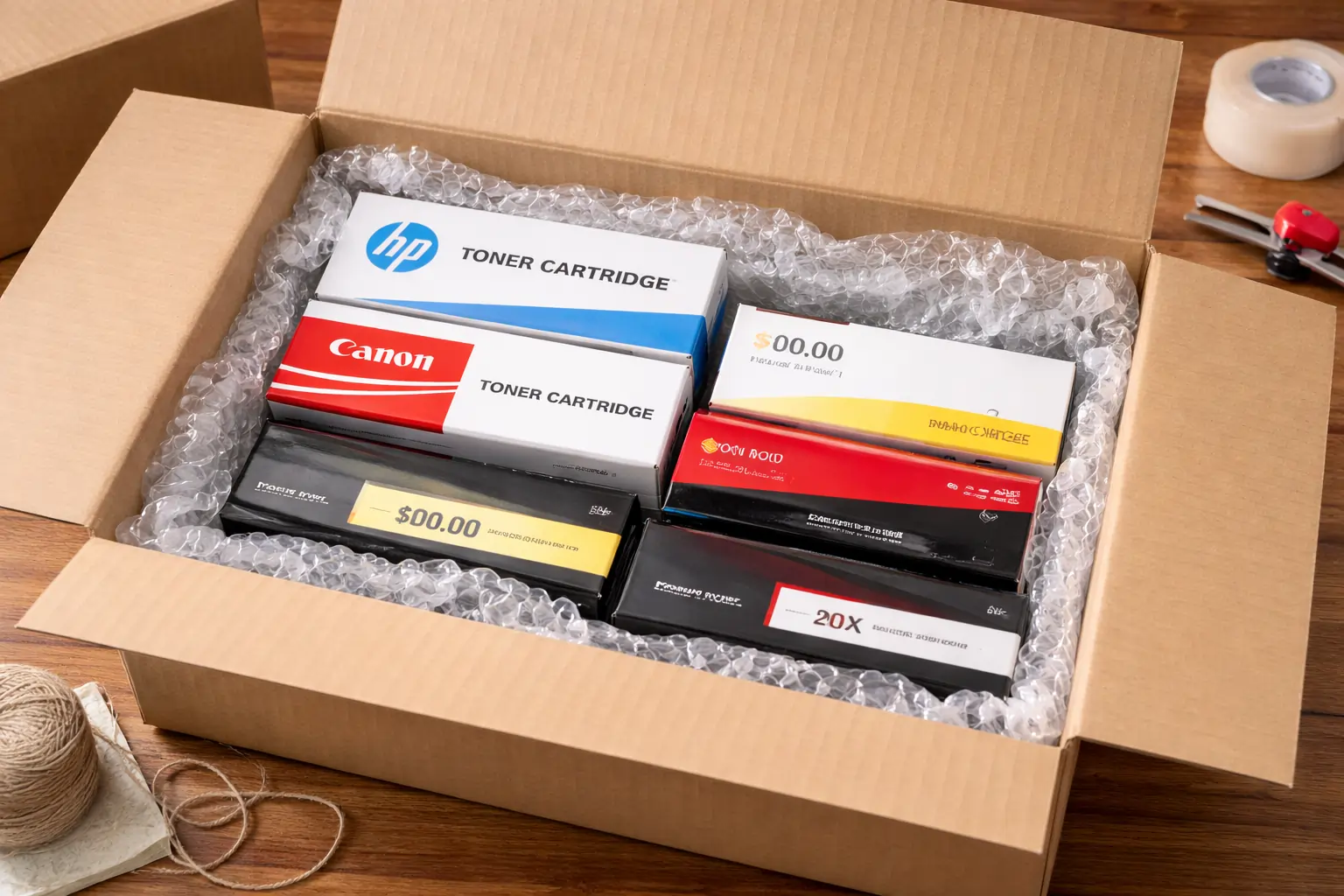 Packaging toner cartridges for fast resale in USA
