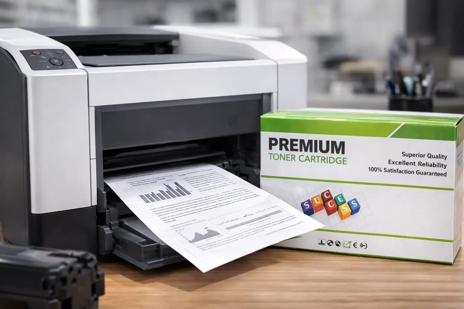  laser printer printing documents using toner cartridge
