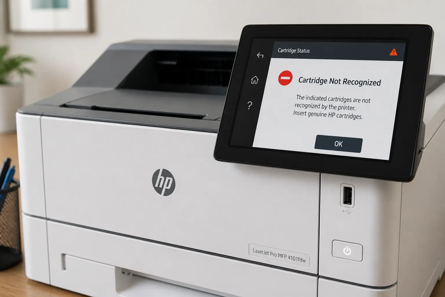 HP printer cartridge error after firmware update
