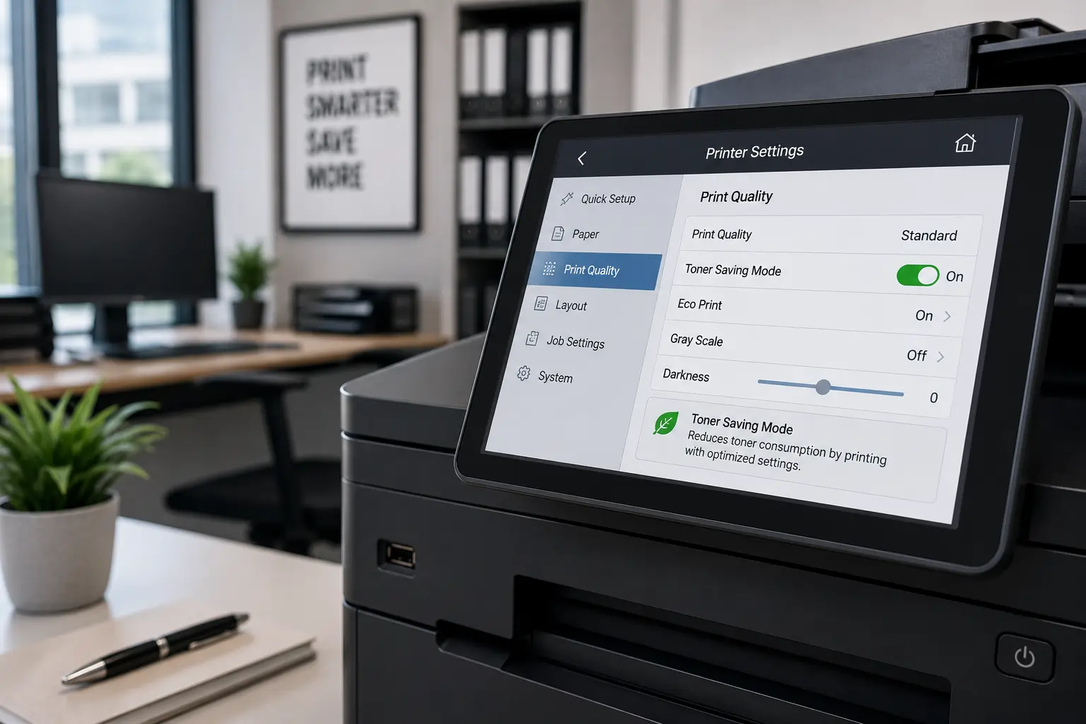 Toner saving mode reducing toner consumption