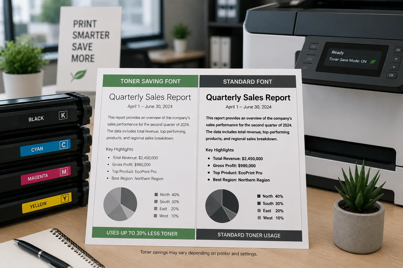 Toner efficient fonts reducing toner consumption