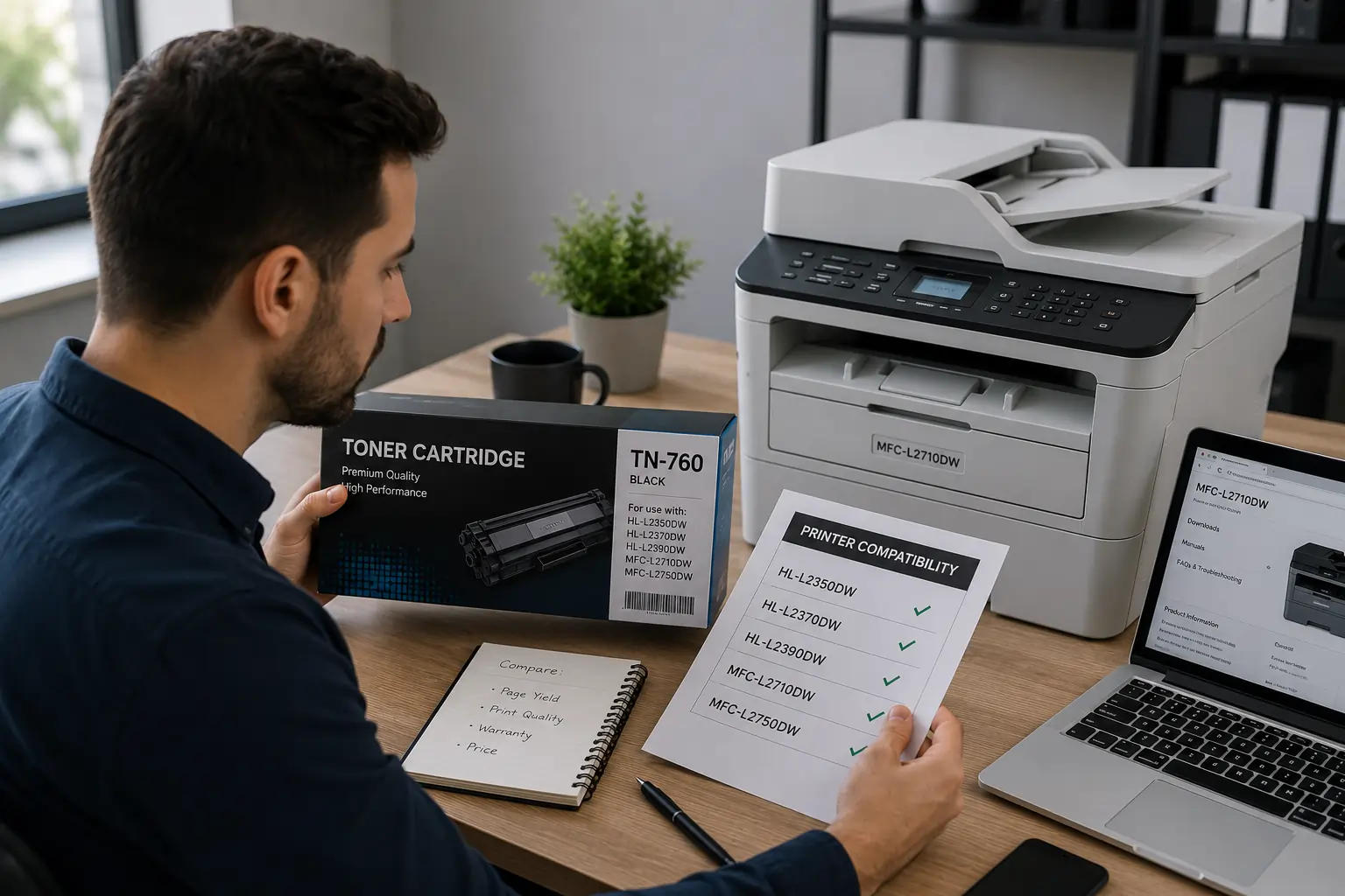 Checking toner cartridge compatibility before buying