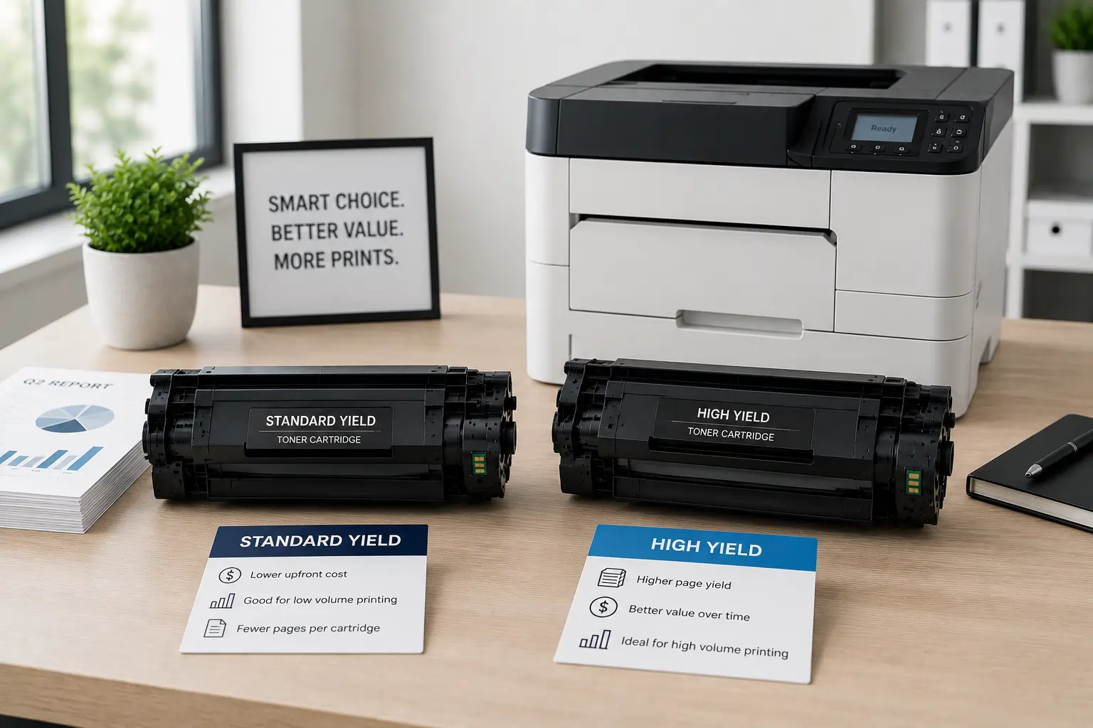 Comparing standard and high yield toner cartridges